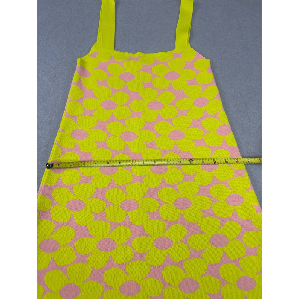 Zara Small Knit Dress Yellow Pink Floral Sleeveless Mini dress retro 60s 70s‎ - Picture 6 of 8
